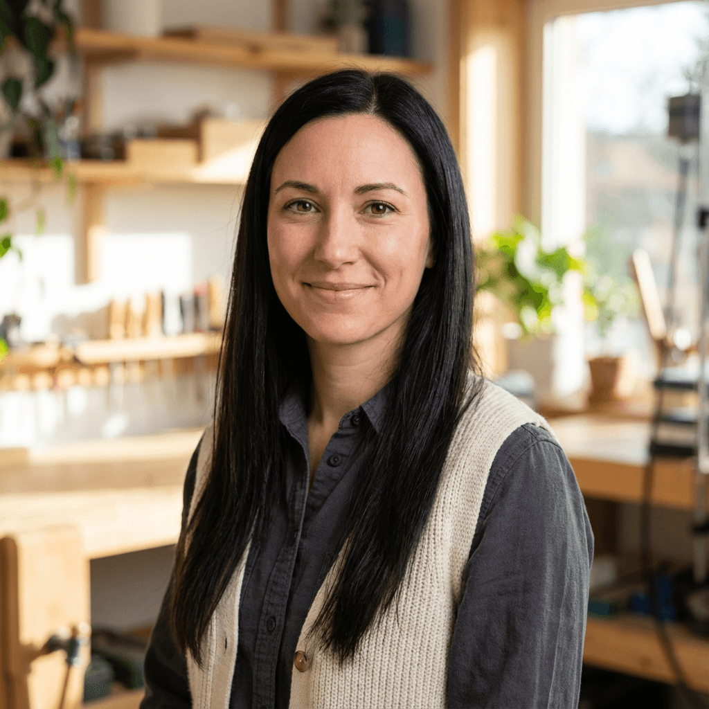 Female homeowner in her late 30s, White, warm and genuine smile